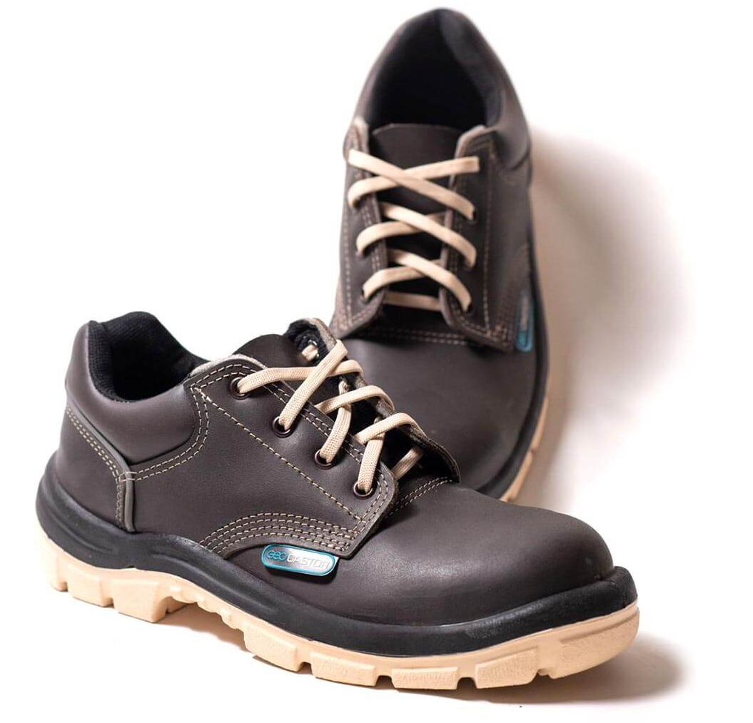 Zapato cuero flor, PUNTERA ACERO (MARRON) "CASTOR"